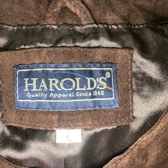 Vintage Harolds Brown Suede Leather Cropped Vest 90s Zip (See Sizing) - Picture 2 of 6